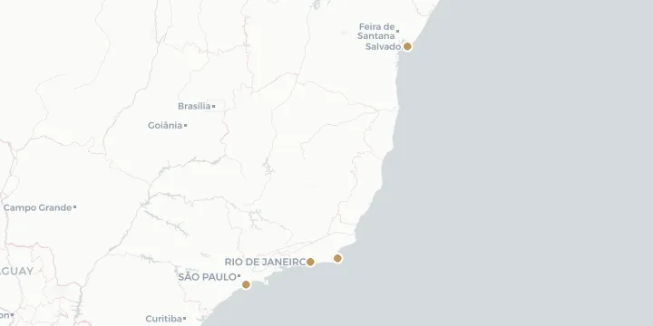 Karte der Kreuzfahrthäfen in Brasilien mit 4 Anlegern