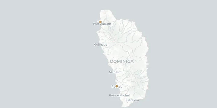 Karte der Kreuzfahrthäfen in Dominica mit 2 Anlegern