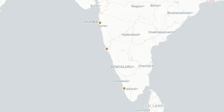 Karte der Kreuzfahrthäfen in Indien mit 3 Anlegern