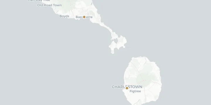 Karte der Kreuzfahrthäfen in St. Kitts & Nevis mit 2 Anlegern