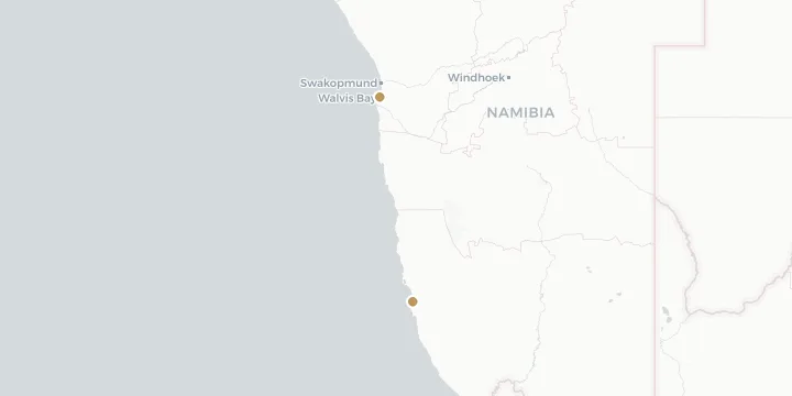 Karte der Kreuzfahrthäfen in Namibia mit 2 Anlegern
