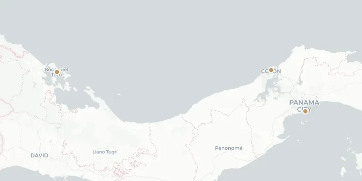 Karte der Kreuzfahrthäfen in Panama mit 3 Anlegern