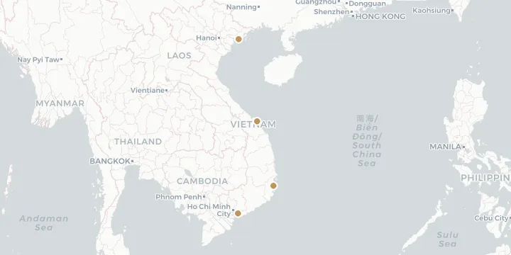 Karte der Kreuzfahrthäfen in Vietnam mit 4 Anlegern